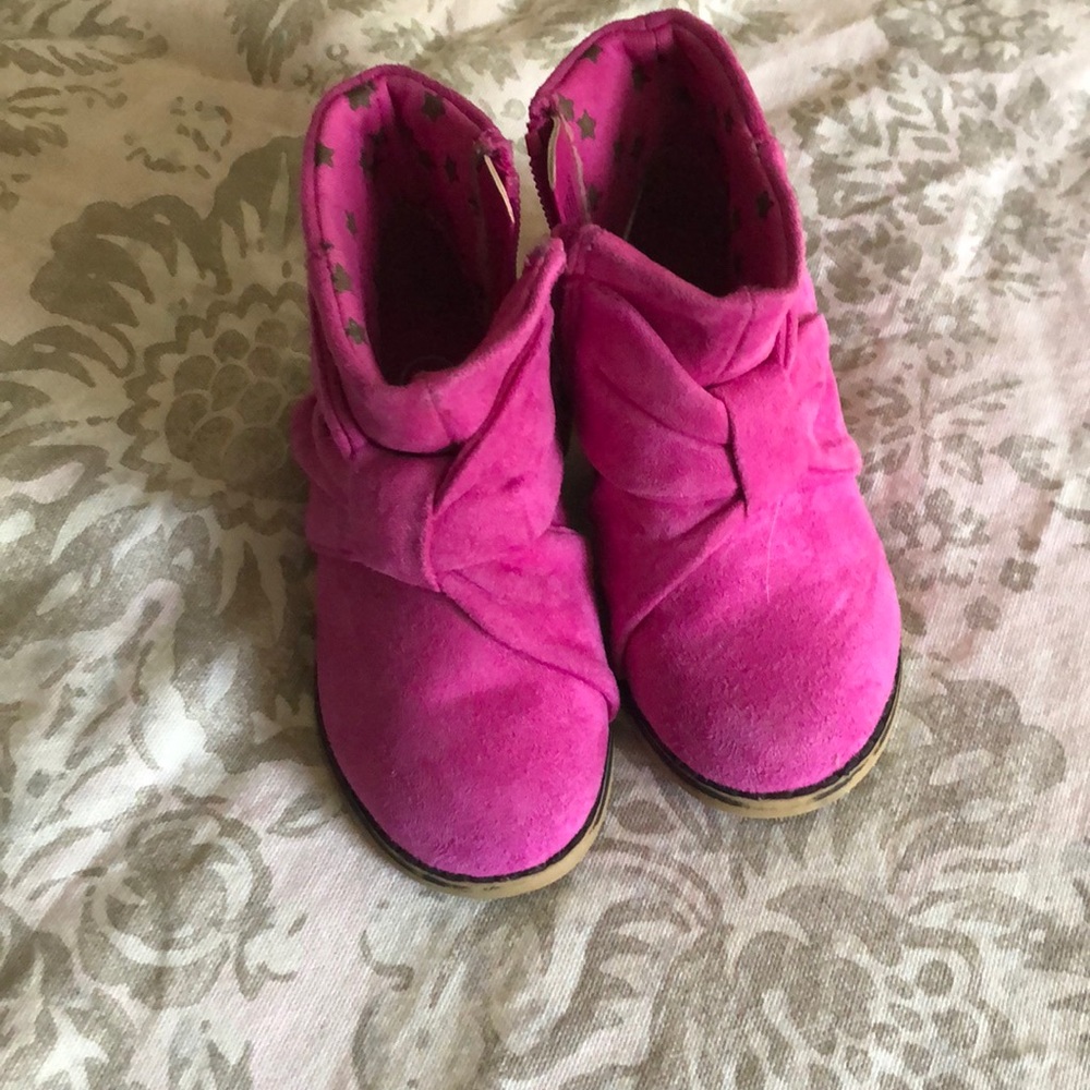 Pink Faux Suede Toddler Booties